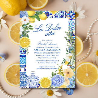 Invitation La Dolce Vita Lemon Méditerranéen Baby shower pour