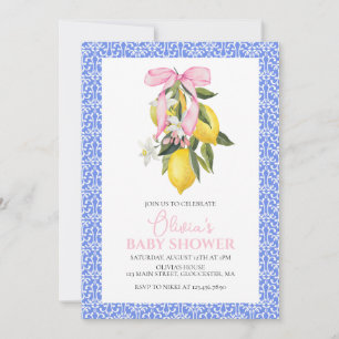 Invitation La Dolce Vita Lemon Pink Bow Baby shower