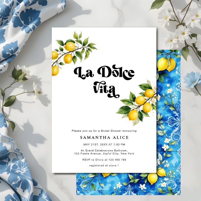 Invitation La Dolce Vita Lemon Thème Fête des mariées italien (Créateur téléchargé)