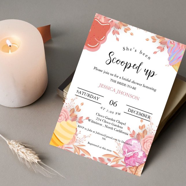 Invitation La douche nuptiale à la crème glacée, elle a été s (Créateur téléchargé)
