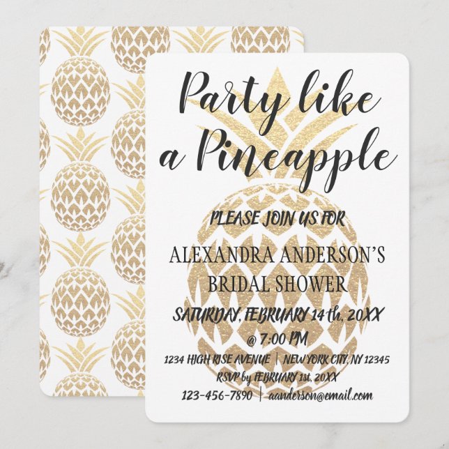 Invitation La fête comme une Fête des mariées d'ananas (Devant / Derrière)