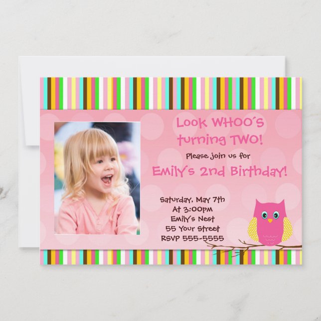 Invitation La fête d'anniversaire de fille d'invitation de (Devant)