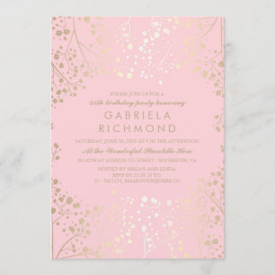 Invitation La fête d'anniversaire de Gold Baby's Breath