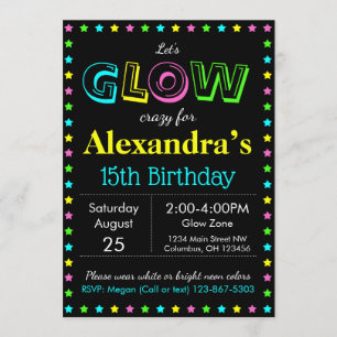 Invitation La fête d'anniversaire de lueur personnalisent