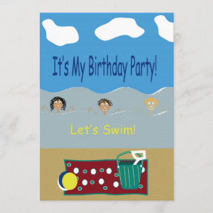 Invitation La fête d'anniversaire nous a laissés nager