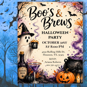 Invitation La fête de cocktails d'Halloween Boo's & Brews