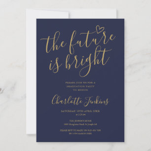 Invitation La fête de fin d'études de script doré brillant av
