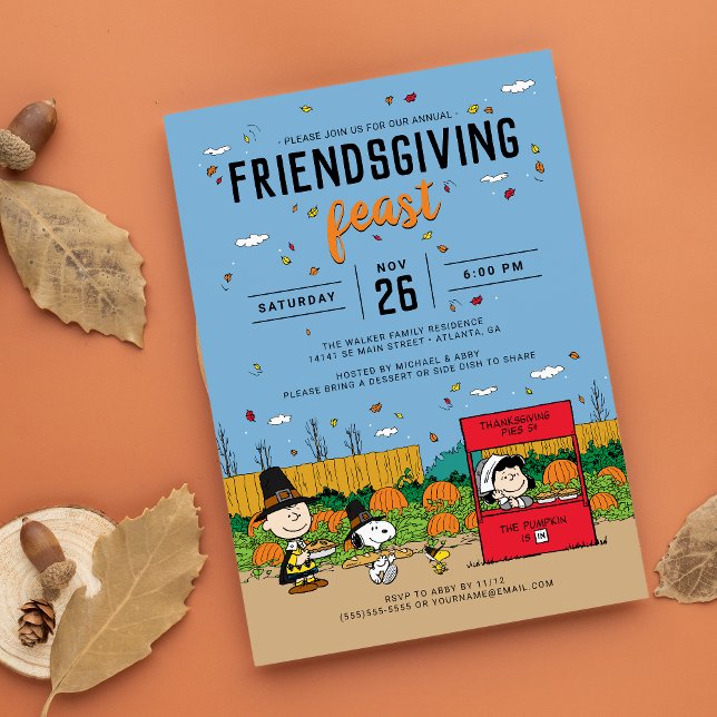 Invitation La fête de Friendsgiving de Charlie Brown et ses a (Créateur téléchargé)