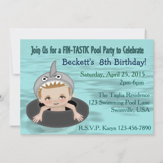 Invitation La fête de la piscine du garçon (Devant)