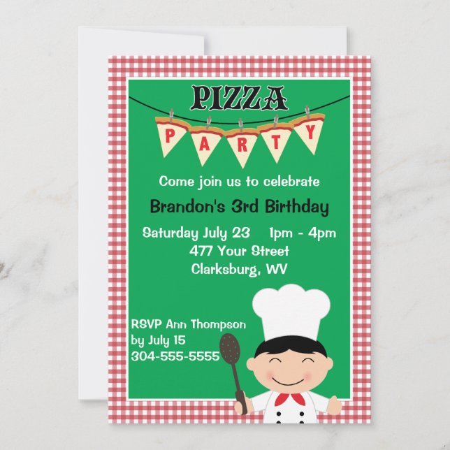 Invitation La fête de la pizza (Devant)