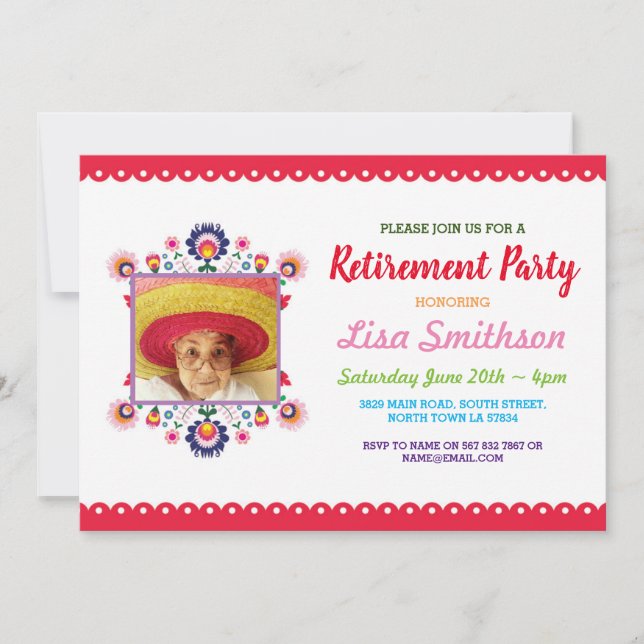 Invitation La fête de la retraite Fiesta Florale mexicaine (Devant)