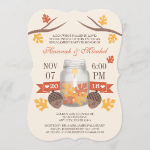 Invitation La fête de l'engagement Mason Jar de la Chute Mono