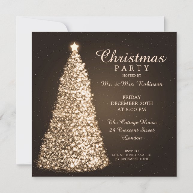 Invitation La fête de Noël en or (Devant)