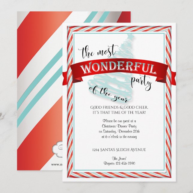 Invitation La fête de Noël la plus merveilleuse (Devant / Derrière)