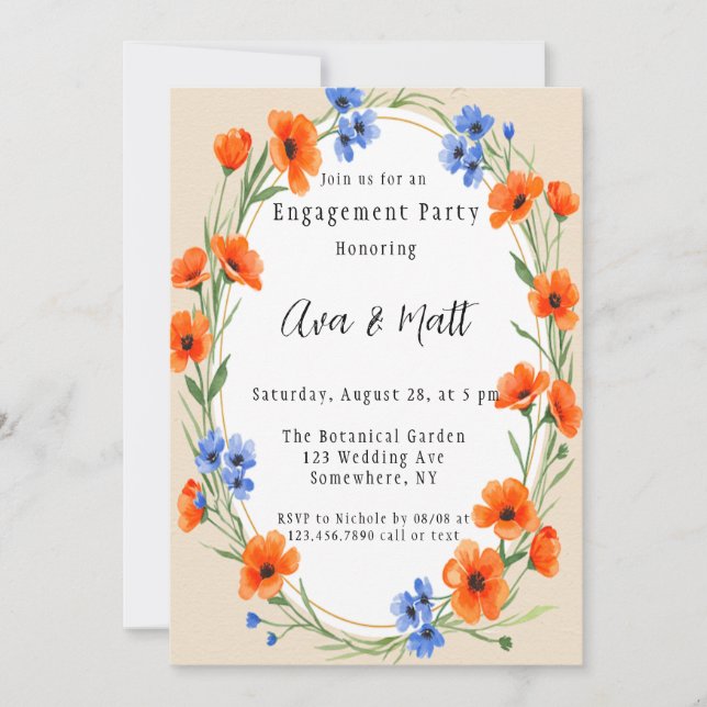 Invitation La fête d'engagement des Fleurs sauvages d'été (Devant)