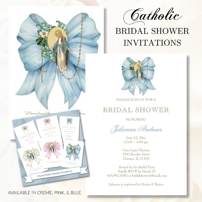 Invitation La Fête des mariées catholique bénit Mary Rosary (Créateur téléchargé)