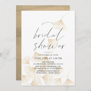 Invitation La Fête des mariées Feuille de Ginkgo en or en chu