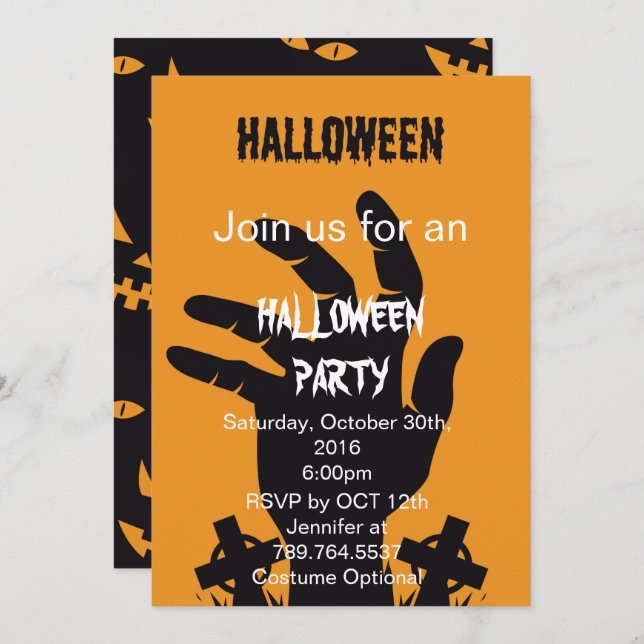 Invitation La fête d'Halloween (Devant / Derrière)