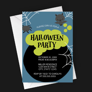 Invitation La fête d'Halloween de Cauldron Witch