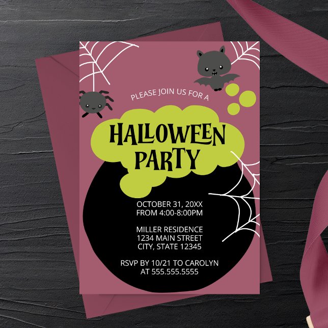 Invitation La fête d'Halloween de Cauldron Witch (Créateur téléchargé)