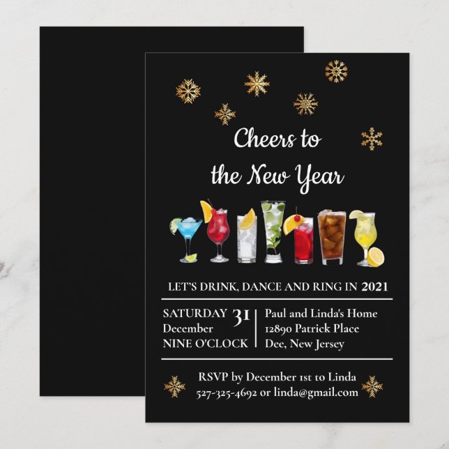 Invitation La fête du Nouvel An (Devant / Derrière)