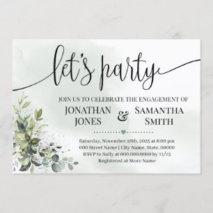 Invitation La fête verte Eucalyptus laisse fiançailles