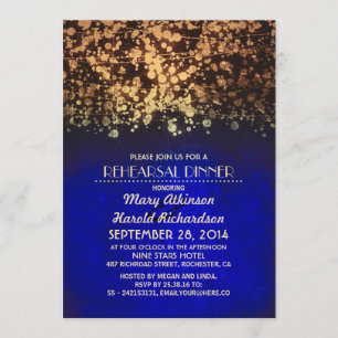 Invitation la ficelle allume le dîner de répétition de bleu
