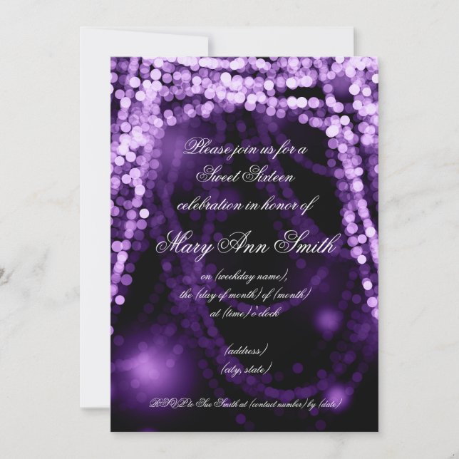 Invitation La ficelle de partie de sweet sixteen allume le (Devant)