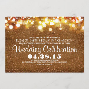 Invitation la ficelle de parties scintillantes d'or de faux
