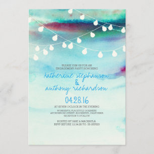 Invitation la ficelle de plage d'aquarelle allume la partie