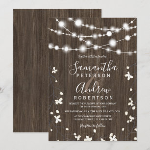 Invitation La ficelle en bois rustique de pays allume le