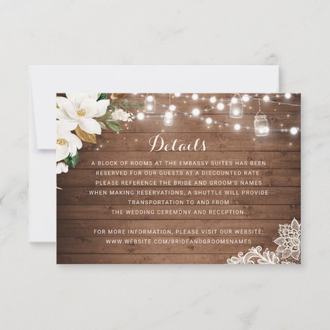 Invitation La ficelle en bois rustique florale allume (Devant)