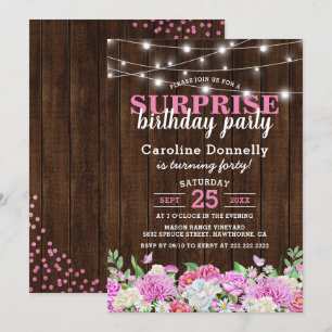 Invitation La ficelle florale rose rustique allume la fête