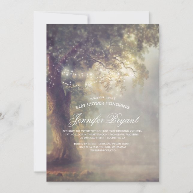 Invitation La ficelle rêveuse d'arbre allume le baby shower (Devant)