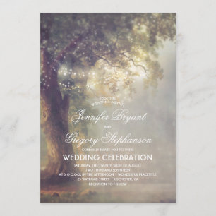 Invitation La ficelle rêveuse d'arbre rustique allume le