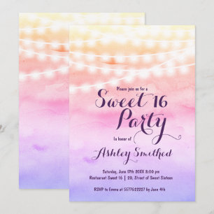 Invitation La ficelle rose d'aquarelle de plage allume le
