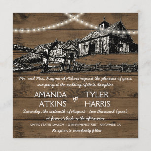 Invitation La ficelle rustique de ferme allume des