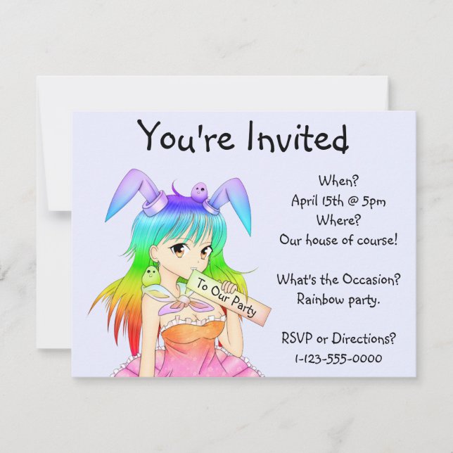 Invitation La Fille de l'Anime de Bunny (Devant)