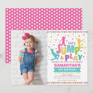 Invitation La fille sautent l'anniversaire/la Chambre de