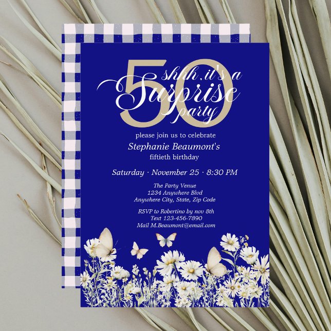 Invitation La Fleur sauvage blanche de la femme surprise 50èm (Créateur téléchargé)