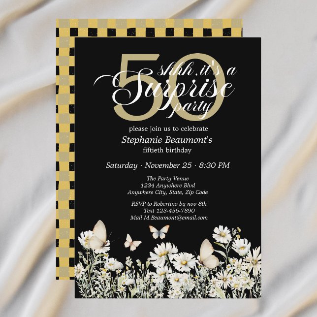 Invitation La Fleur sauvage blanche de la femme surprise 50èm (Créateur téléchargé)