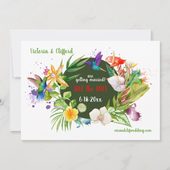 Invitation La florale des colibris sauvez la date de l'annonc (Devant)