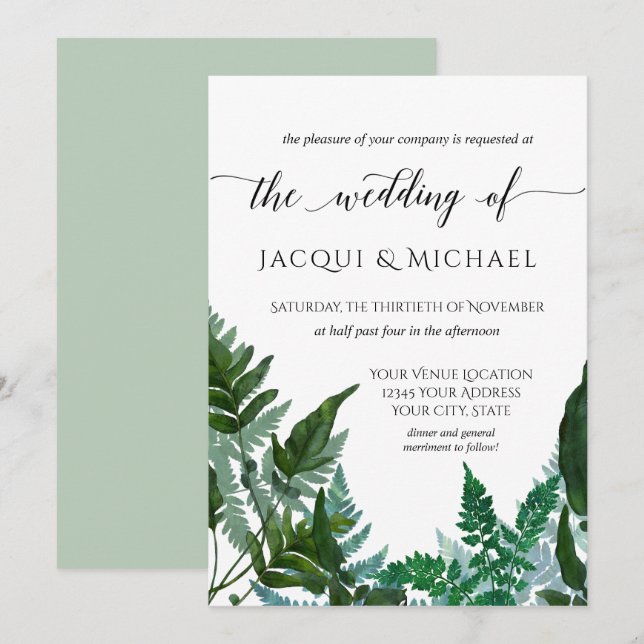 Invitation La forêt a recueilli le mariage d'aquarelle de (Devant / Derrière)