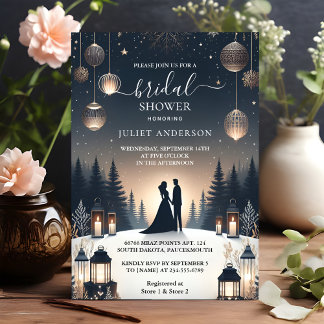 Invitation La Forêt Étoiles neige brillante Fête des mariées 