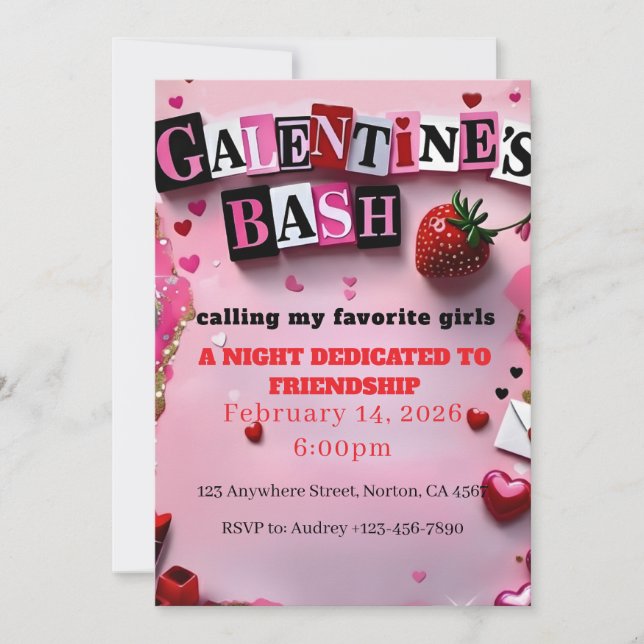 Invitation La Galentine's Day du Livre Brûlant (Devant)