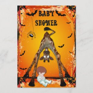 Invitation La Girafe de l'Baby shower des garçons d'Halloween