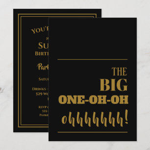 Invitation La GRANDE 100 Black Gold Birthday Party