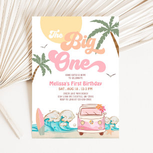 Invitation La grande fête d'anniversaire de surf The Big One 