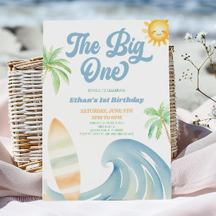 Invitation La grande fête de plage Surf Blue pour le 1er anni