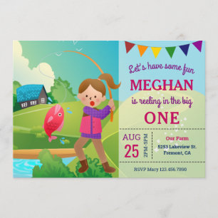 Invitation La grande une fête d'anniversaire de pêche de